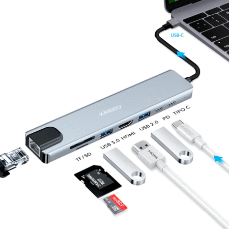 Zoecan 8 en 1 Tipo-C a HDMI,RJ45,USB 3.0, SD