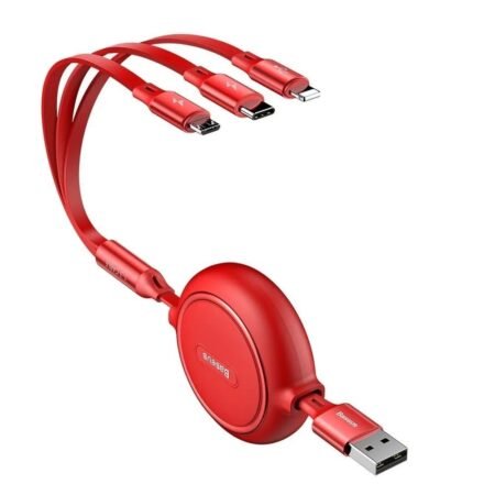 Baseus Cable Golden Loop 3-in-1 Elastic Cable Rojo