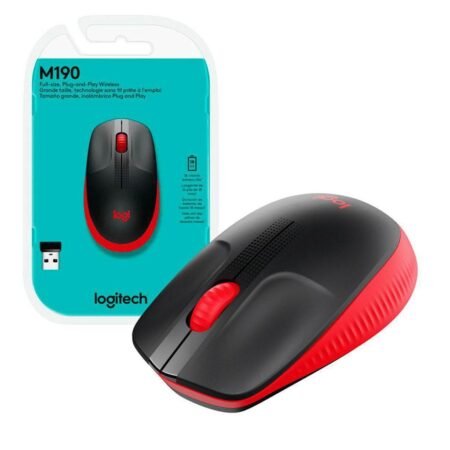 Logitech Mouse Inalámbrico Óptico M190 Rojo