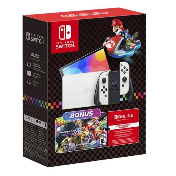 Consola Nintendo Switch White OLED Mario Kart Bundle