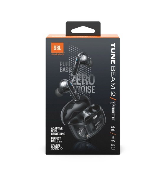 beam 2 clear Jbl Tune Beam 2 Perfect Fit 48h Clear/Black - Imagen 1