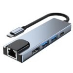 Zoecan 5 en 1 Tipo-C a LAN+ Tipo-C+USB 3.0+ HDMI