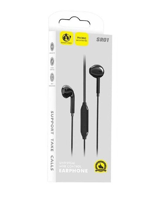 0311 Audifono Cable Earphone SR01 Black - Imagen 1