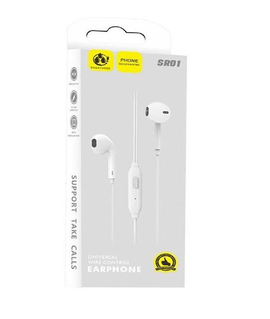30328 Audifono Cable Earphone SR01 3.5M White - Imagen 1