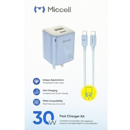 Cargador A+C 30w 1M C-C Cable Azul