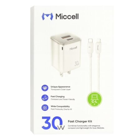 Fast Charger Kit 30w Usb C + USB A Cable Lightning a C