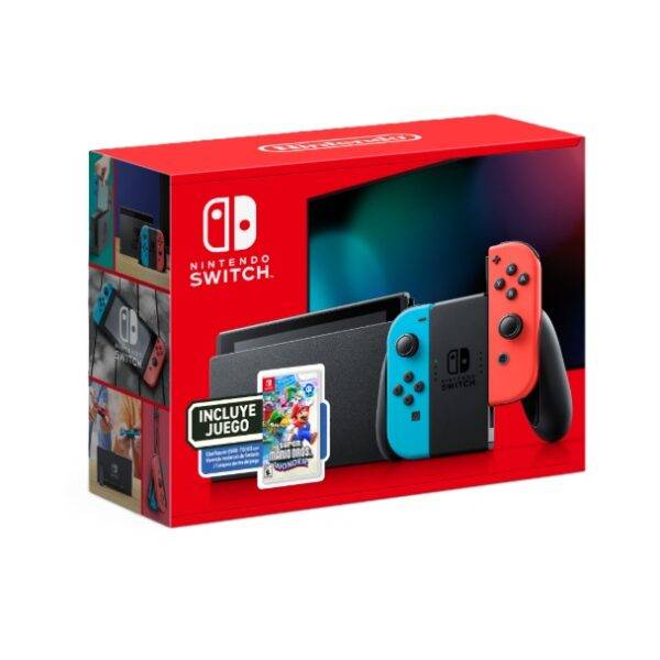 Consola Nintendo Switch Neon con Super Mario Wonder Latino 1 año