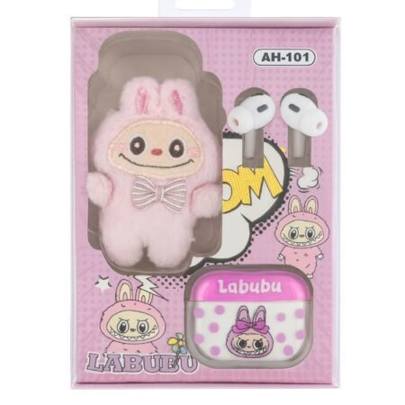 Audifono + Peluche LaBUBU Rosado AH-101
