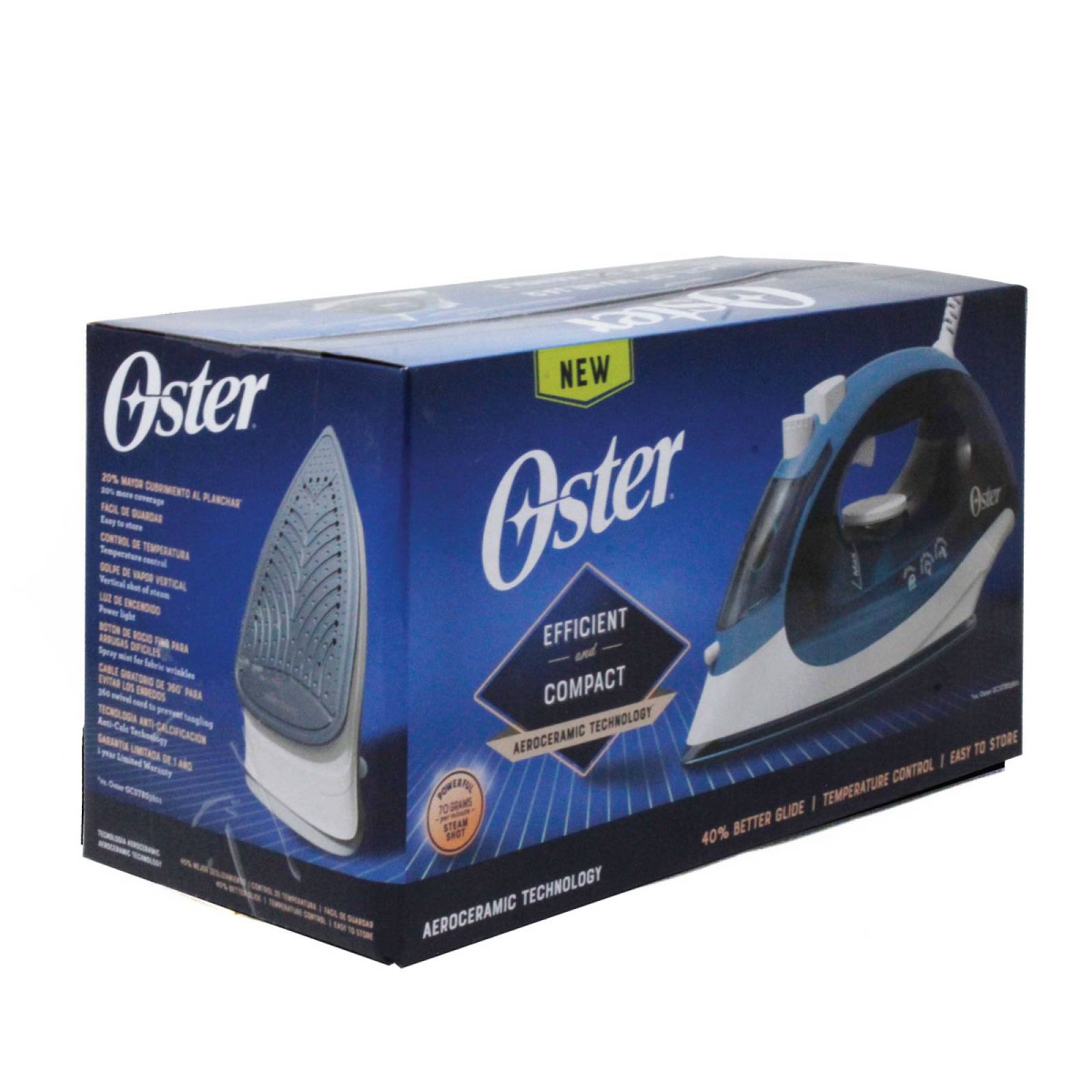 053891153959 Oster Plancha a Vapor Aeroceramic Azul GCSTBS3801 - Imagen 1