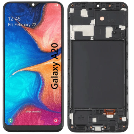 Pantalla Para Samsung A20 ORI Con Marco Negro + Instalacion