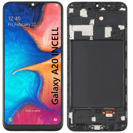 Pantalla Para Samsung A20 INCELL Con Marco Negro + Instalacion