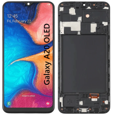 Pantalla Para Samsung A20 OLED Con Marco Negro + Instalacion
