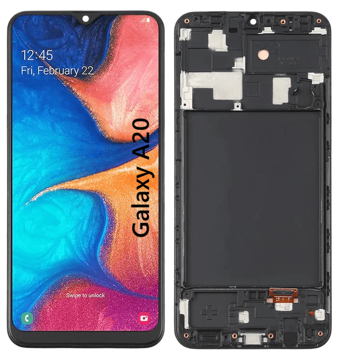 samsung a20 Pantalla Para Samsung A20 ORI Con Marco Negro + Instalacion - Imagen 1