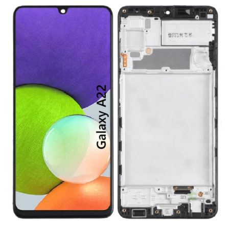 Pantalla Para Samsung A22 4G ORI Con Marco Negro + Instalacion