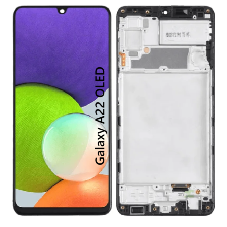 Pantalla Para Samsung A22 4G OLED Con Marco Negro + Instalacion