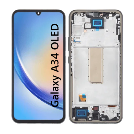 Pantalla Para Samsung A34 OLED Con Marco Negro + Instalacion