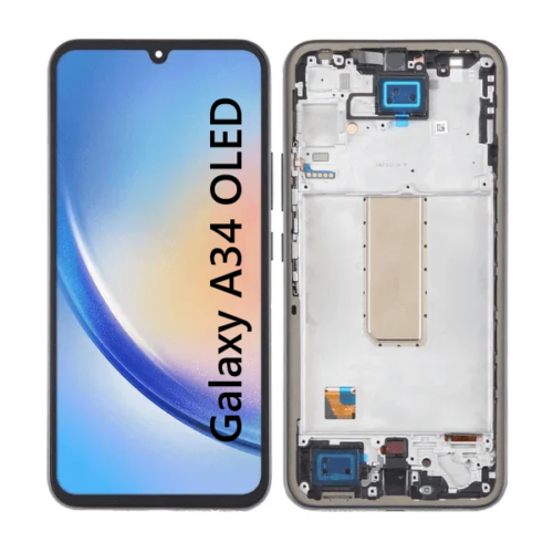 Pantalla Para Samsung A34 OLED Con Marco Negro + Instalacion