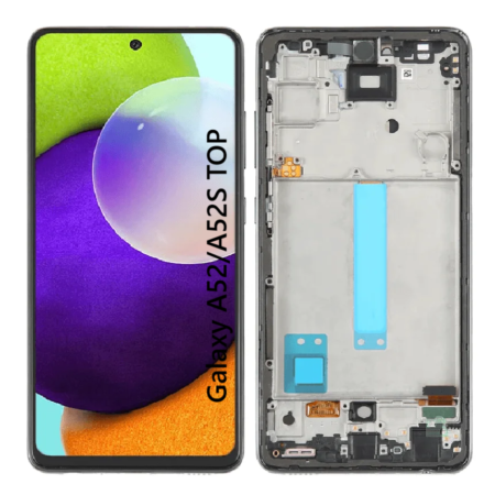 Pantalla Para Samsung A52 / A52S TOP ORI Con Marco Negro + Instalacion