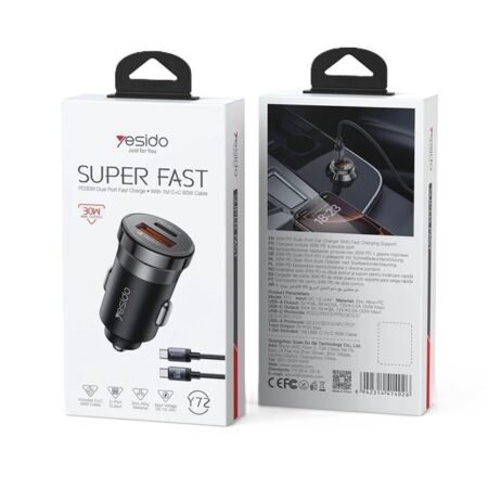 Cargador de Carro Super Fast 30W Y72 con Cable Tipo C