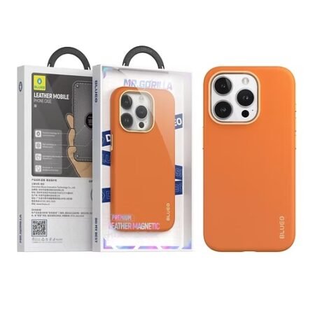 Blueo Leather Magnetic Orange Cover for 15 Pro Max