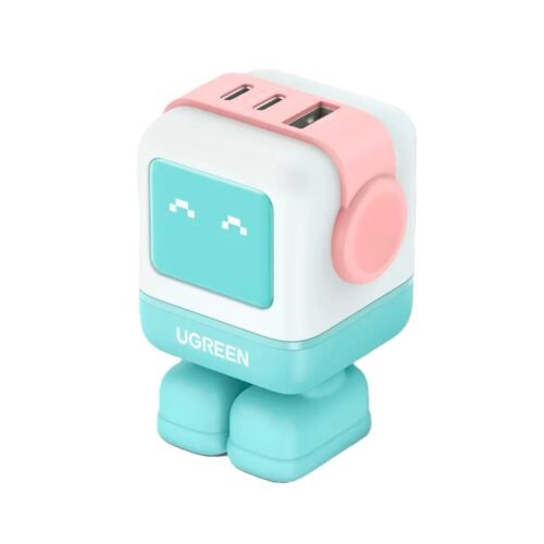 UGREEN 3-Port Robot Fast Charger 65W Pink Blue CD361