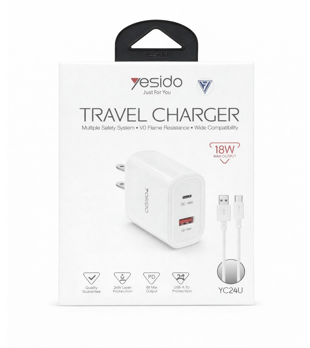 YC24UU YC24 Dual Ports 18W Charging Wall Travel Charger - Imagen 1