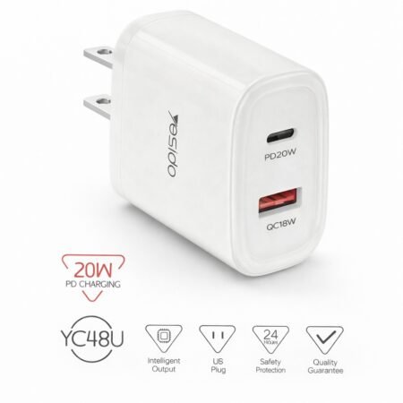 Yesido USB-A USB-C Dual-port PD 20W Fast Charging YC48U