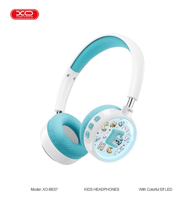 be57 azul Kids Headphones With Colorful ELF Led XO-BE57 Blue - Imagen 1