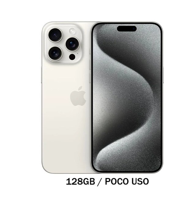 15 PRO 128 (2) iPhone 15 Pro 128GB White Titanium Poco Uso 93% ESIM - Imagen 1