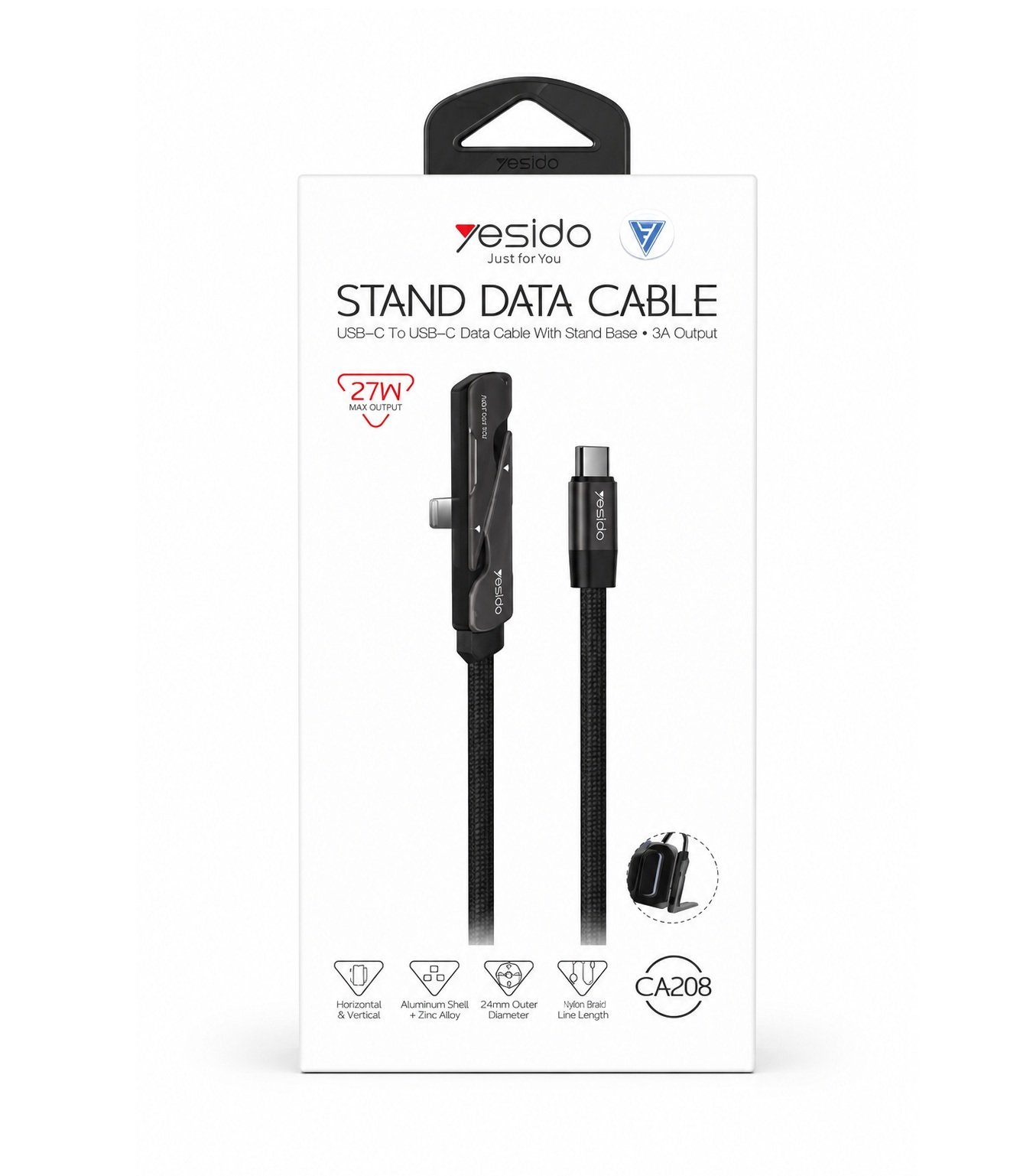 ca208 Yesido Type-C to Type-L Data Cable CA208 27W - Imagen 1