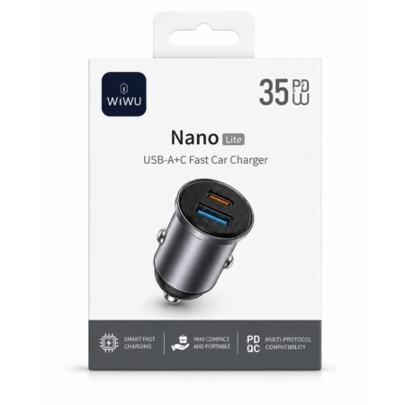 Wiwu Nano Lite 35w USB-A+C Fast Car Charger Wi-CC030