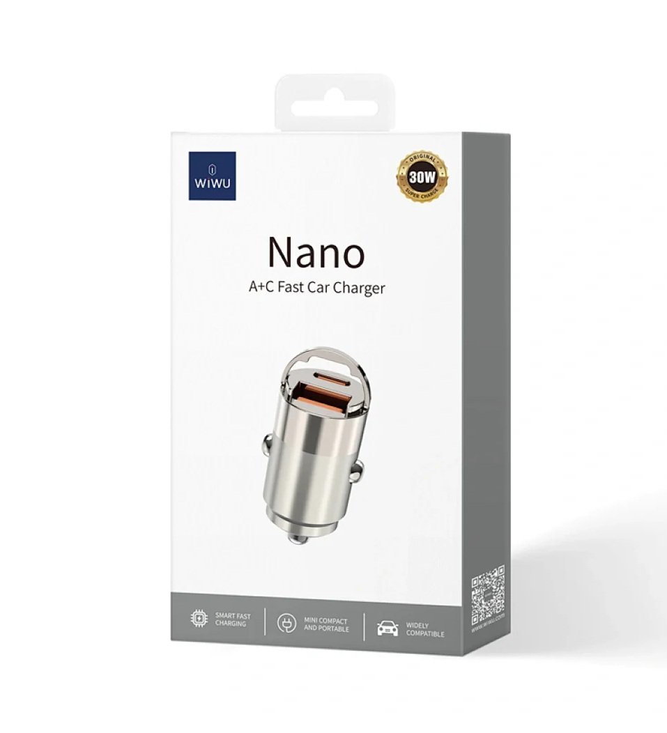 Wiwu Nano A+C Fast Car Charge 30w Wi-QC028