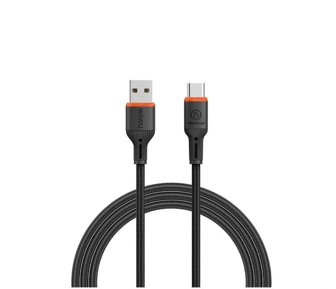 Wiwu FlameGuard Cable Tipo-A A Tipo-C Wi-C096 Black FlameGuard USB-A to USB-C Cable Wi-C096 - Imagen 1
