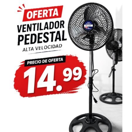 Ventilador Abanico De Pedestal Ajustable De 8 Pulgadas Negro
