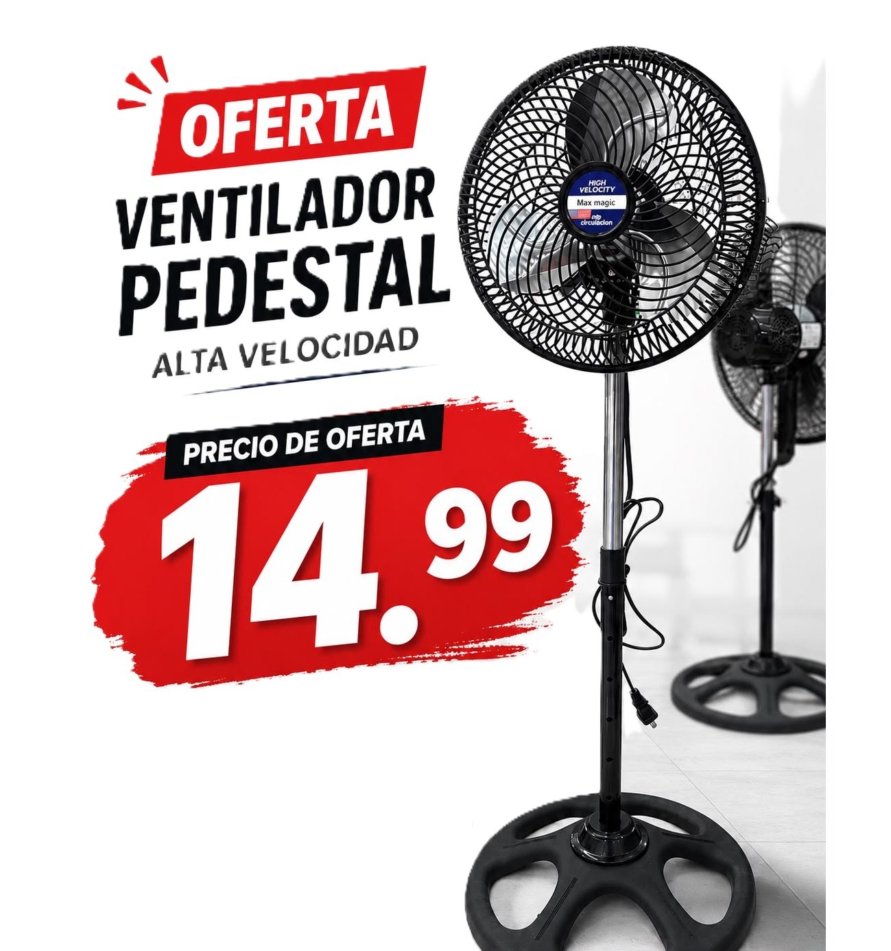 ventilador Ventilador Abanico De Pedestal Ajustable De 8 Pulgadas Negro - Imagen 1