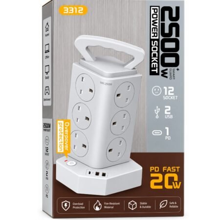 Power 12 Socket 2500W Smart Guard PD Fast 20W