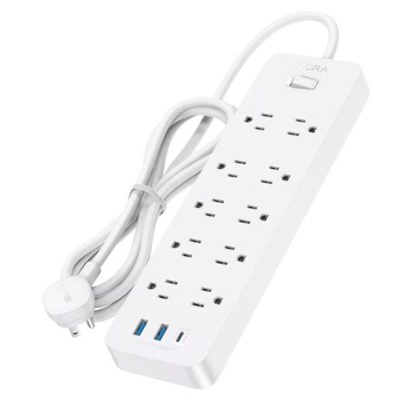 Multicontacto de 10 Salidas y Cable 1.5M 2 USB-A y 1 USB-C