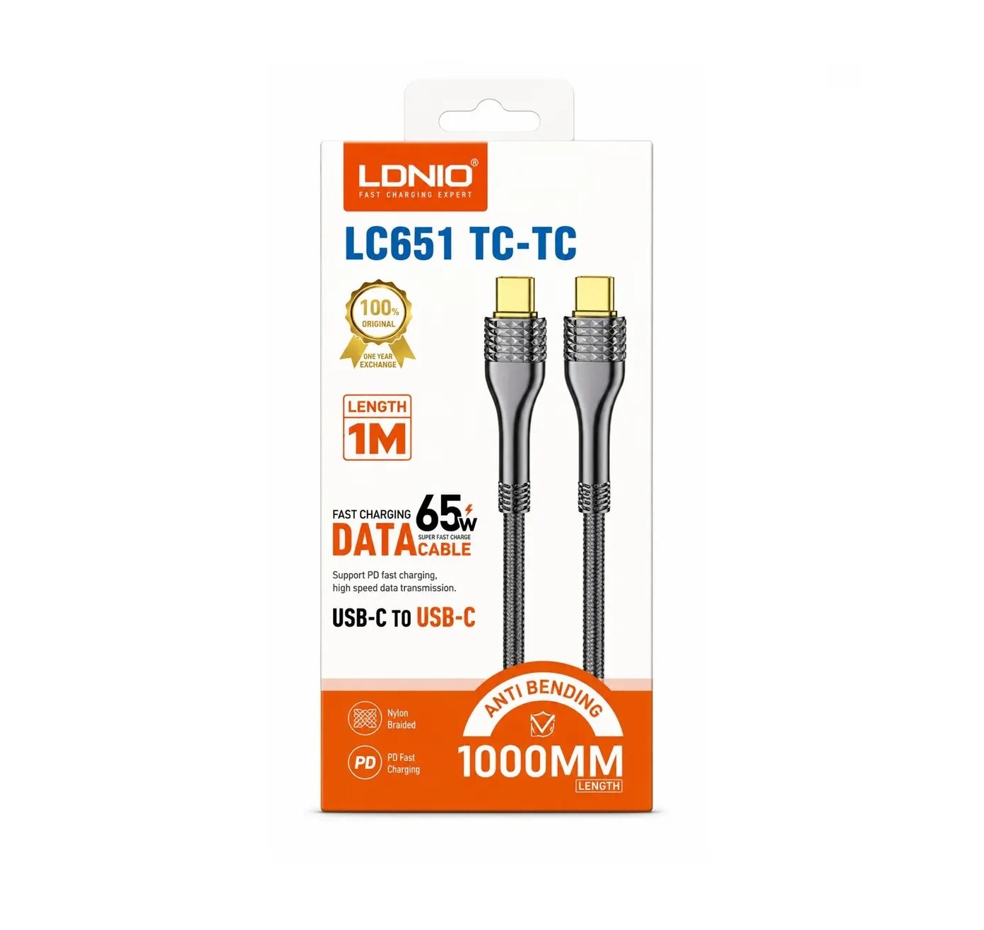 LC651 Cable Carga Rapida Tipo-C A Tipo-C 1M 65W LC651 - Imagen 1