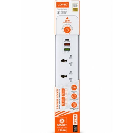 LDNIO 5 Power Socket 38W Max Smart Chip 2500W SC5319