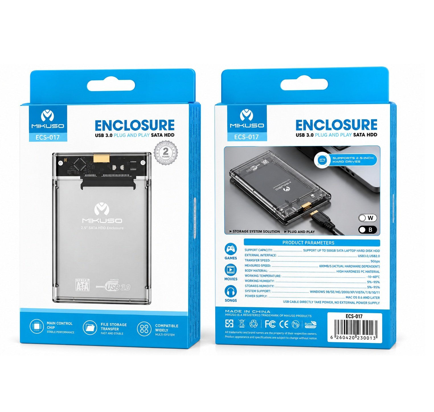 -017 Mikuso Carcasa ECS-017 USB 3.0 SATA HDD Enclosure Black - Imagen 1
