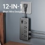 Regleta de 12 en 1 con 8 tomas de CA, 3 puertos USB 1Tipo  C