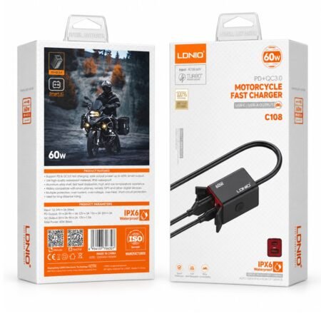Motorcycle Fast Charger C108 PD+QC3.0 TC-TC 60W