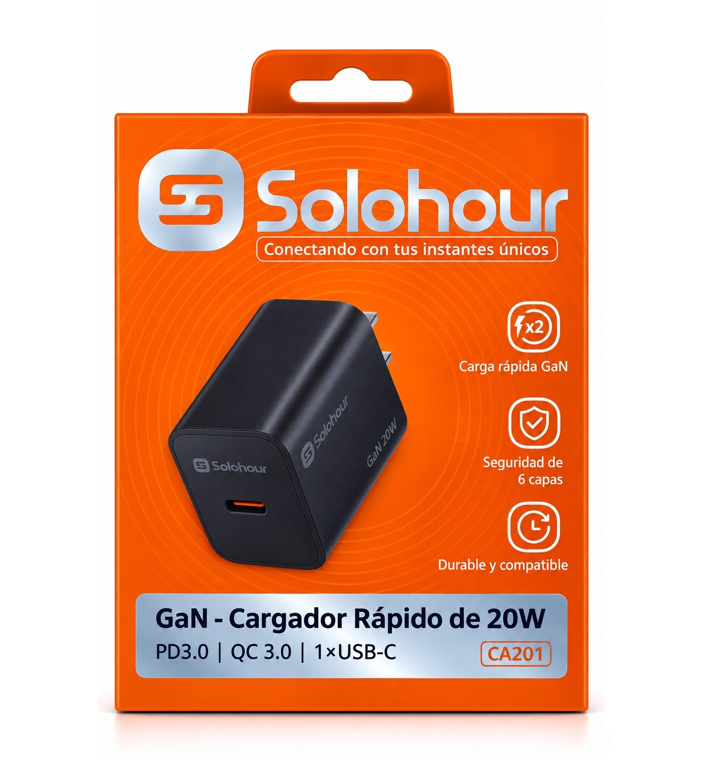 a201 GaN Kit de Carga Rapida 20W CA201 Black - Imagen 1
