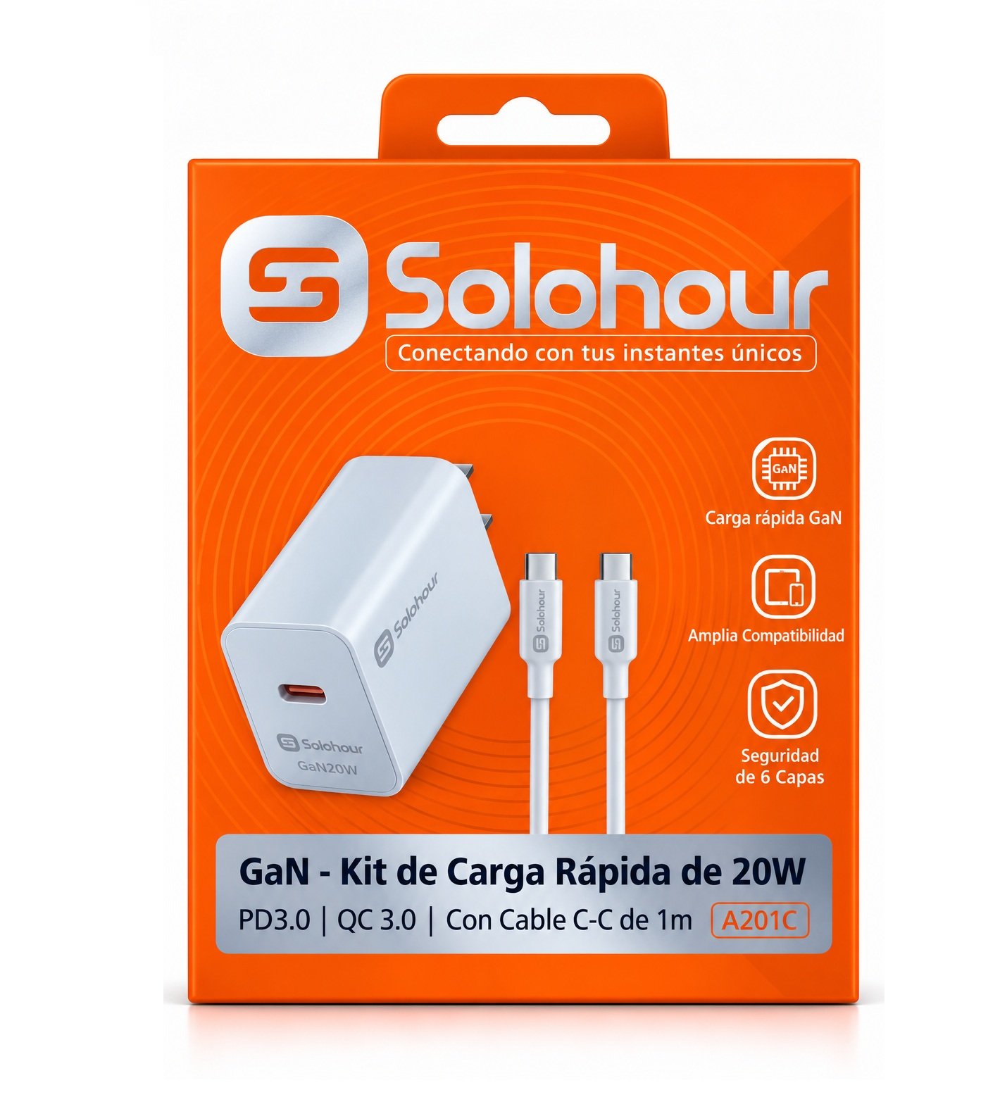 a201c white GaN Kit de Carga Rapida 20W A201C White - Imagen 1