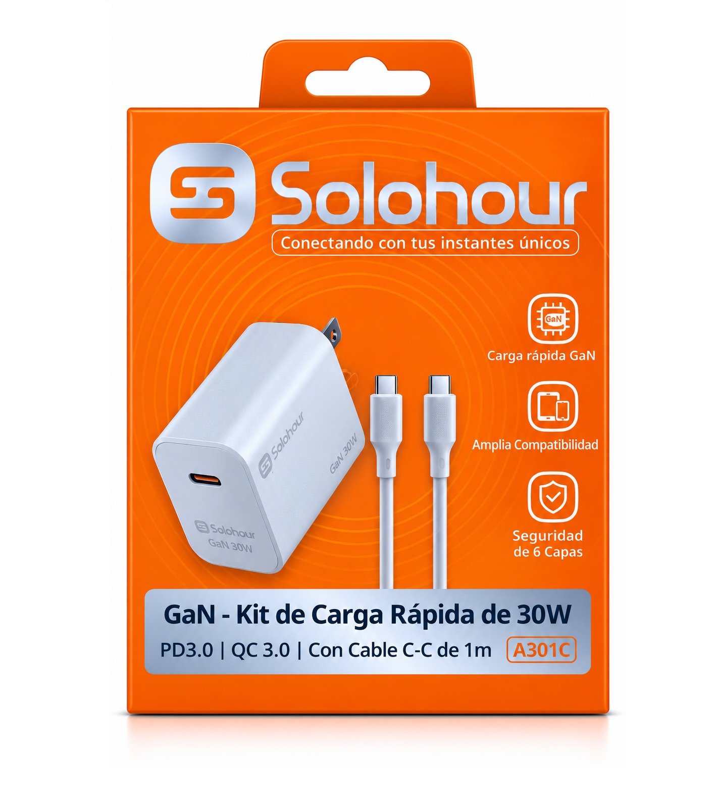 a301c GaN Kit de Carga Rapida 30W A301C C-C White - Imagen 1