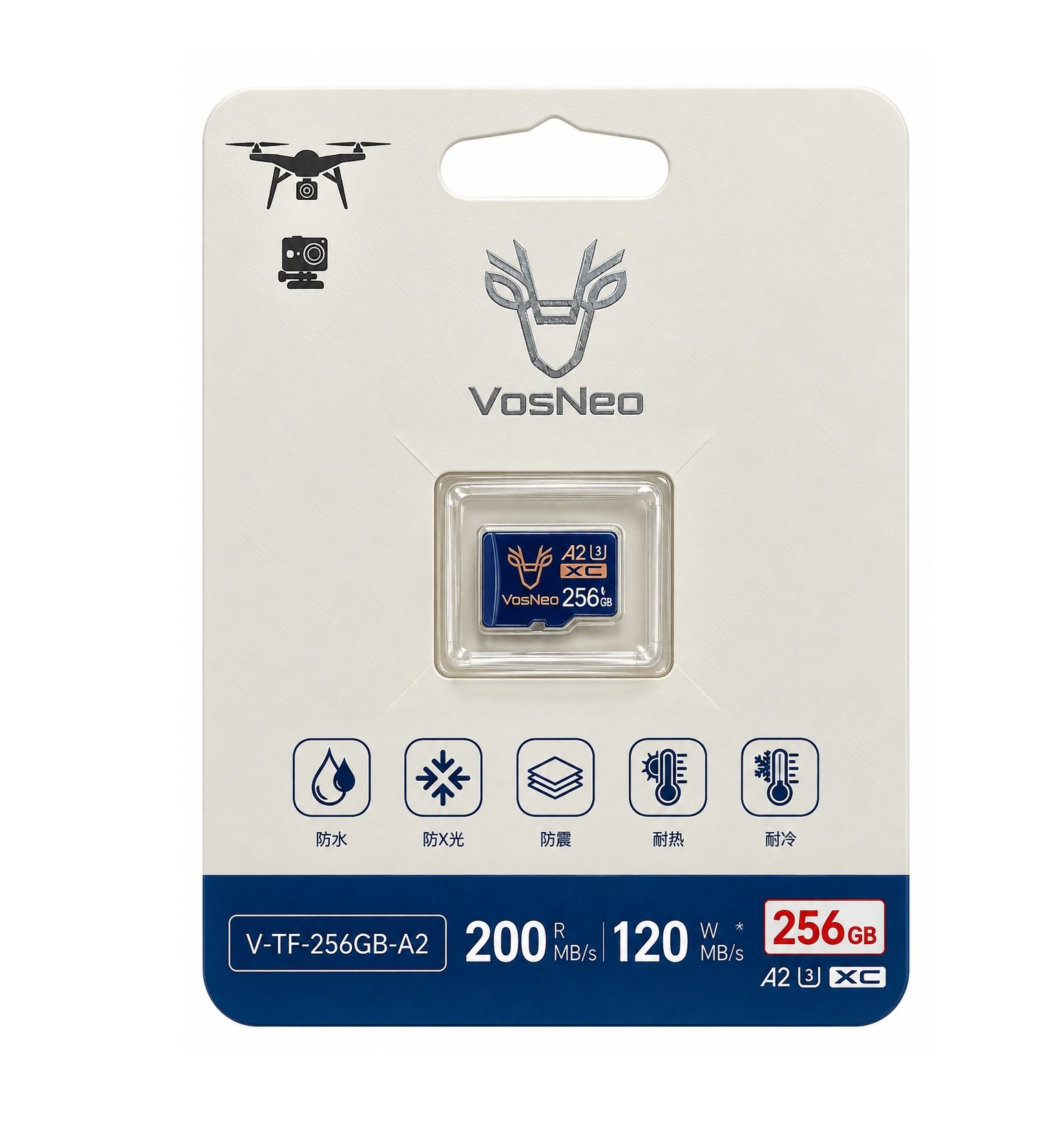 vasneo 256 Vasneo Memoria 256GB U3 200RMB/s 120W MB/s A2 XC - Imagen 1